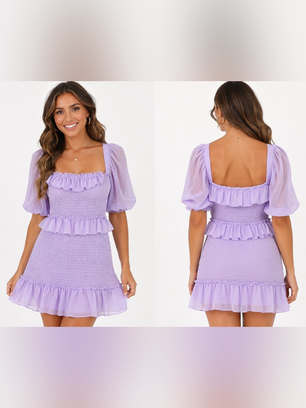 Lovers + Friends Lavender Smocked Ruffle Mini Dress | SIZE SMALL | NWOT